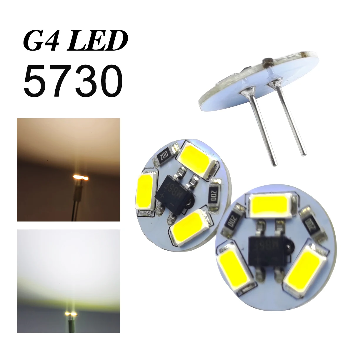 Round 12V G4 LED 0.6W 3LEDS SMD5730 PCB Range Hood LED Bulb Wihte Warm White Crystal Light Chandelier Lighting Bulbs