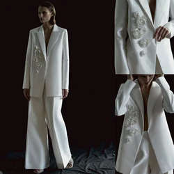 Modern Peaked Lapel Mother of the Bride Dresses Vintage Floral Applique Party Gown Custom Made Celebrity Blazer Suits 2 Pieces