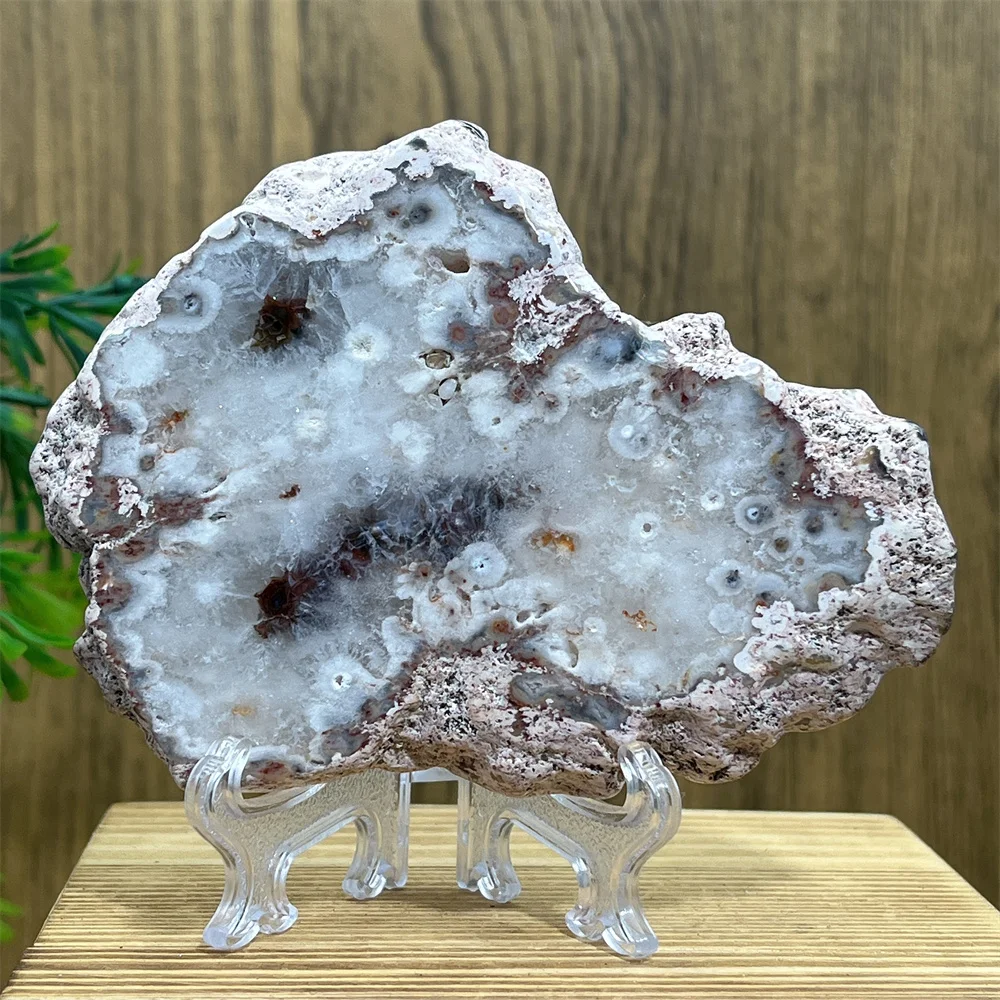Argentina Black Agate Natural Stone Crystal Quartz Slab Minerals Meditation Wichcraft Wicca Ornaments Home Decoration Room+Stand view 4