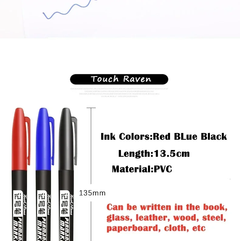 9 Teile/satz Permanent Marker Stift Feine Spitze Wasserdichte Tinte Dünne Spitze Rohe Spitze Schwarz Blau Rot Tinte 1,5mm Feine farbe Marker Stifte – Detail 2