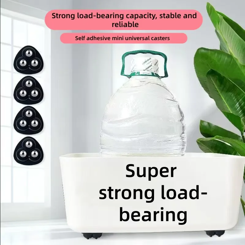 Self adhesive casters, no drilling required, easy to move kitchen sliders, 360 ° rotating universal adhesive wheels, black