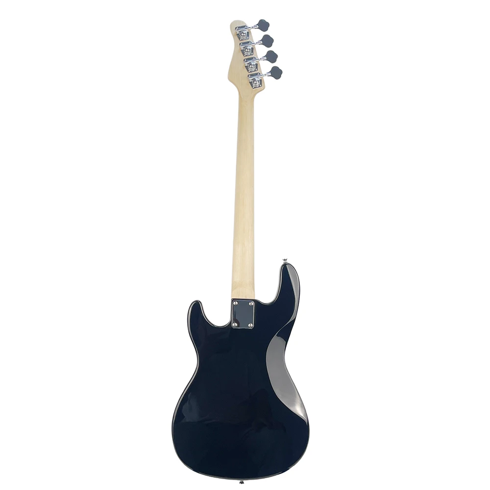 Black, Brown, and White 4-String 24-Fret Electric Bass Guitar Set with Cable and Accessories - view 2