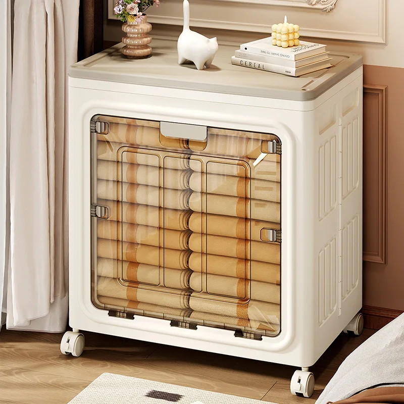 

Ящик для хранения одежды, органайзеры, большая вместимость, большая бытовая откидная крышка с колесиками, складной контейнерный шкаф