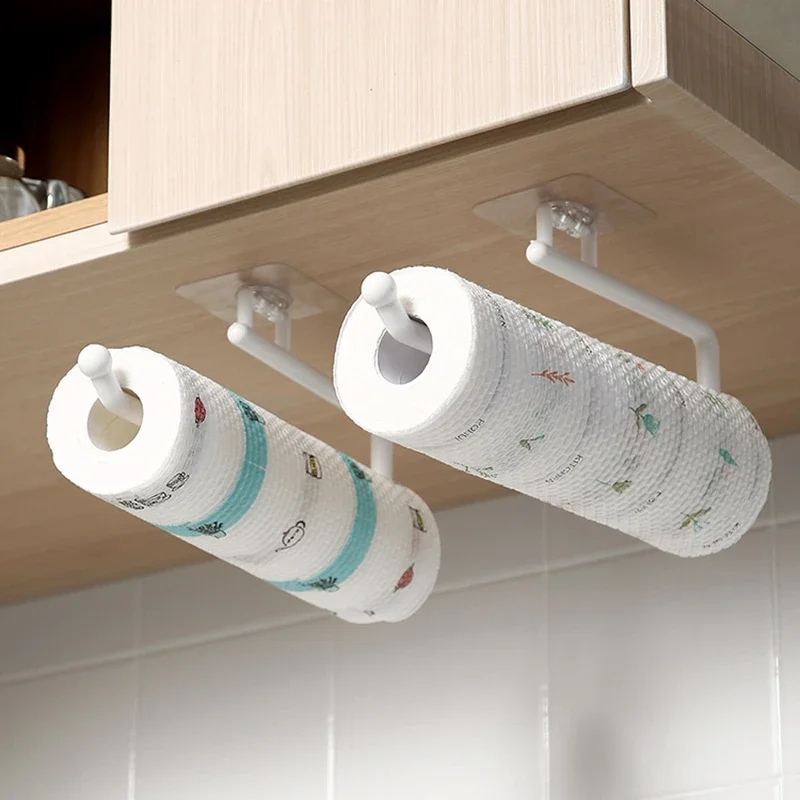 Hanging Kitchen Paper Holder Roll Paper Rack Bathroom Towel Stand No-Drilling Toilet Paper Holder Home Storage Tissue Racks