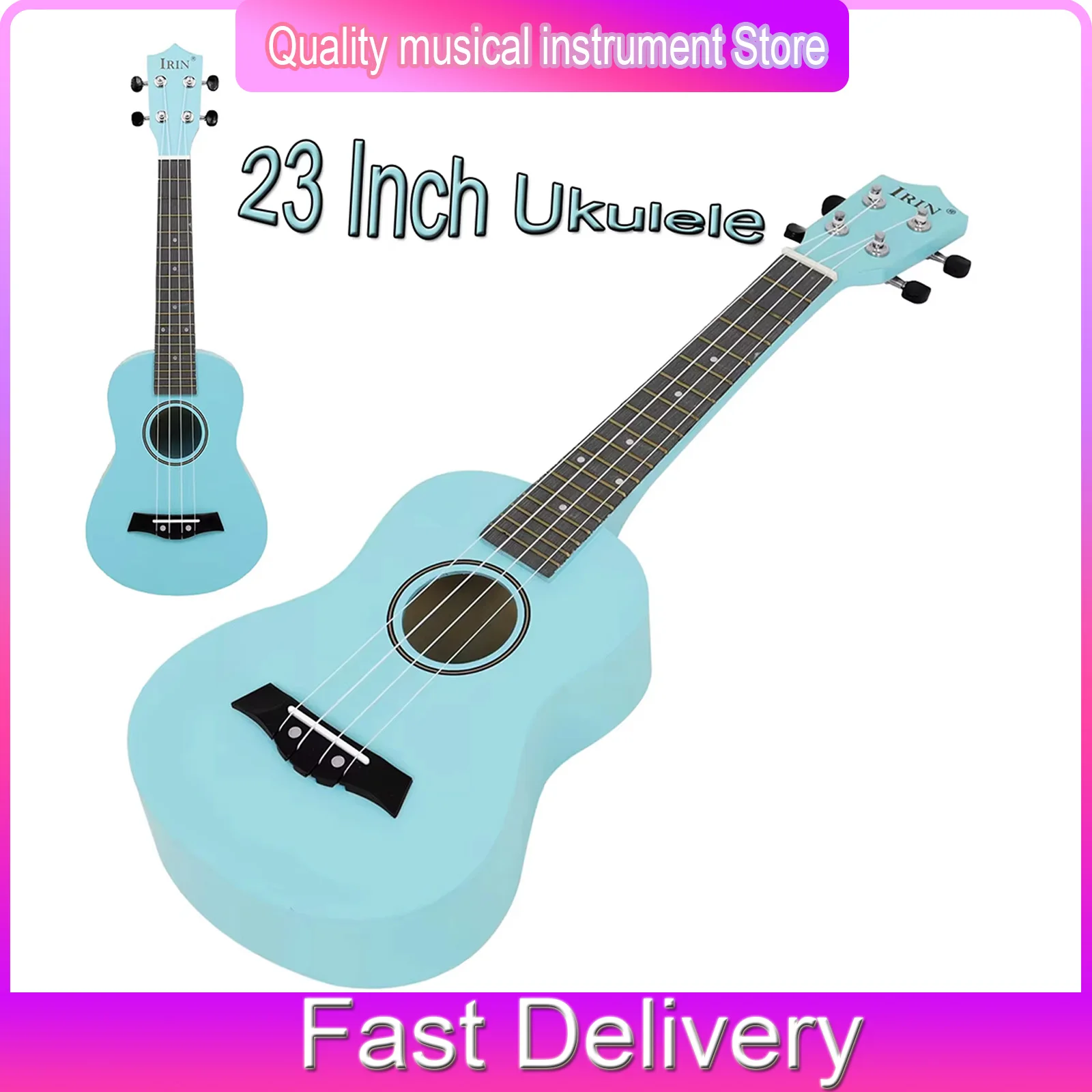 

IRIN 23 Inch Ukulele Basswood Blue Muffled Guitar Hand Polished Concert Professional Performance Ukulele Mini String Instruments
