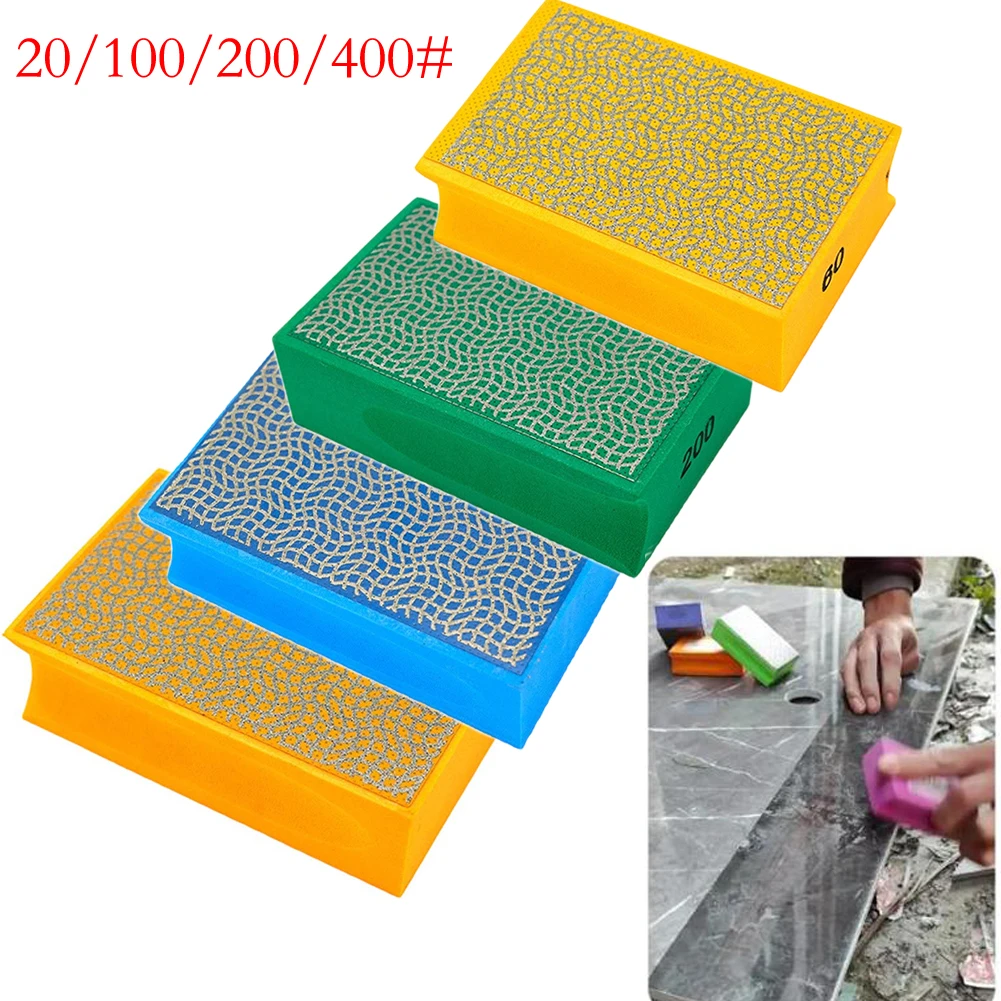 1pc 60/100/ 200/400Grit Electroplating Sanding Block Handheld Polishing Pads For Wood Glass Marble Metal Polishing Grinding Tool