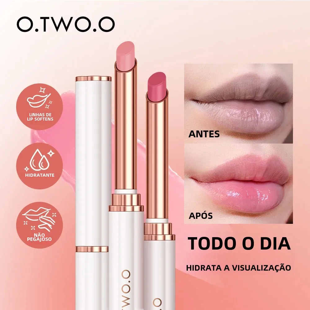 O.TWO.O Batom que muda de cor, hidratante, bálsamo labial nutritivo, brilho labial de longa duração, cera de abelha natural, cosméticos para cuidados com os lábios