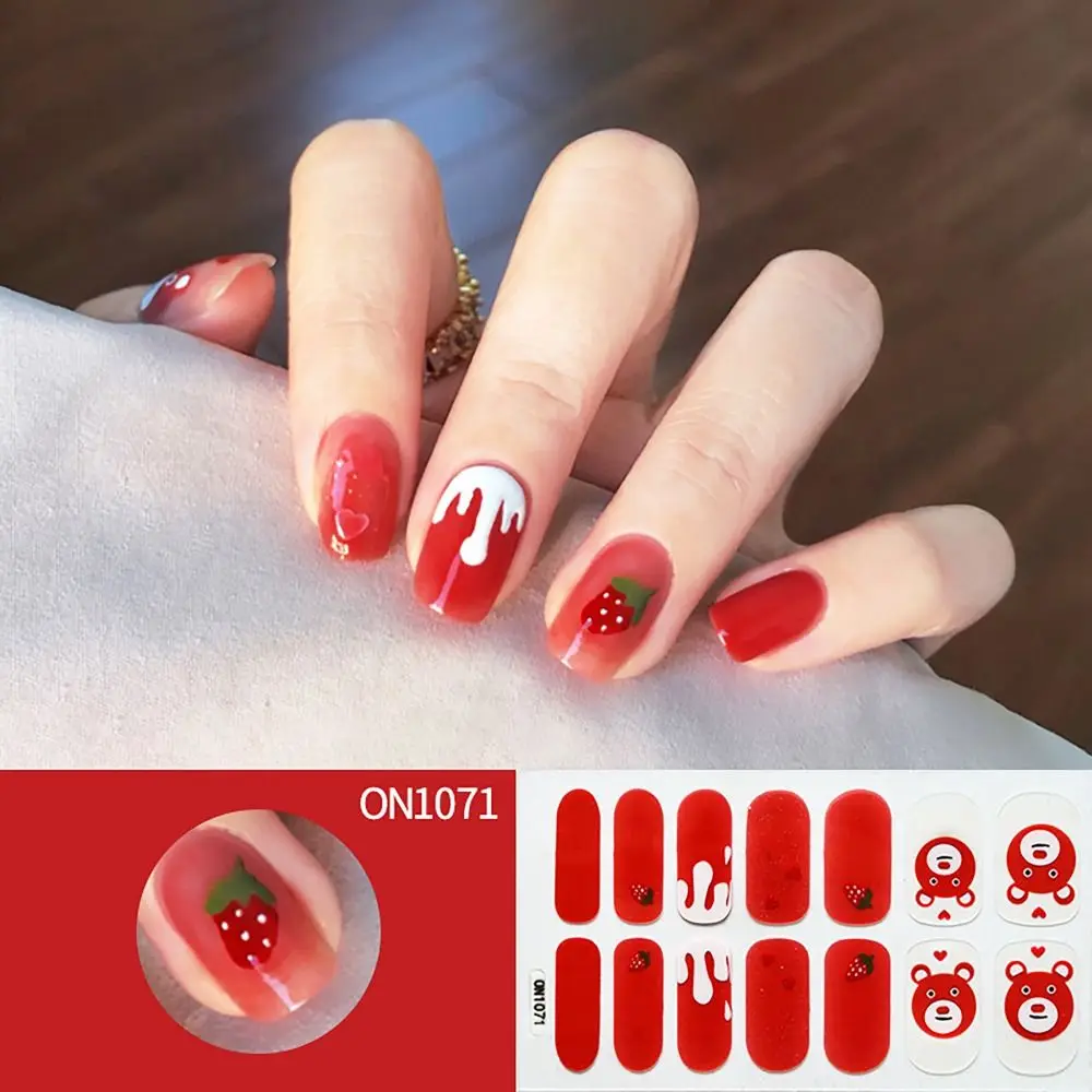 Facile da rimuovere 14 strisce adesivi per unghie in gel Toppa per unghie semicurata floreale Copertura completa Strisce per smalto gel Fai da te NAil Art Making