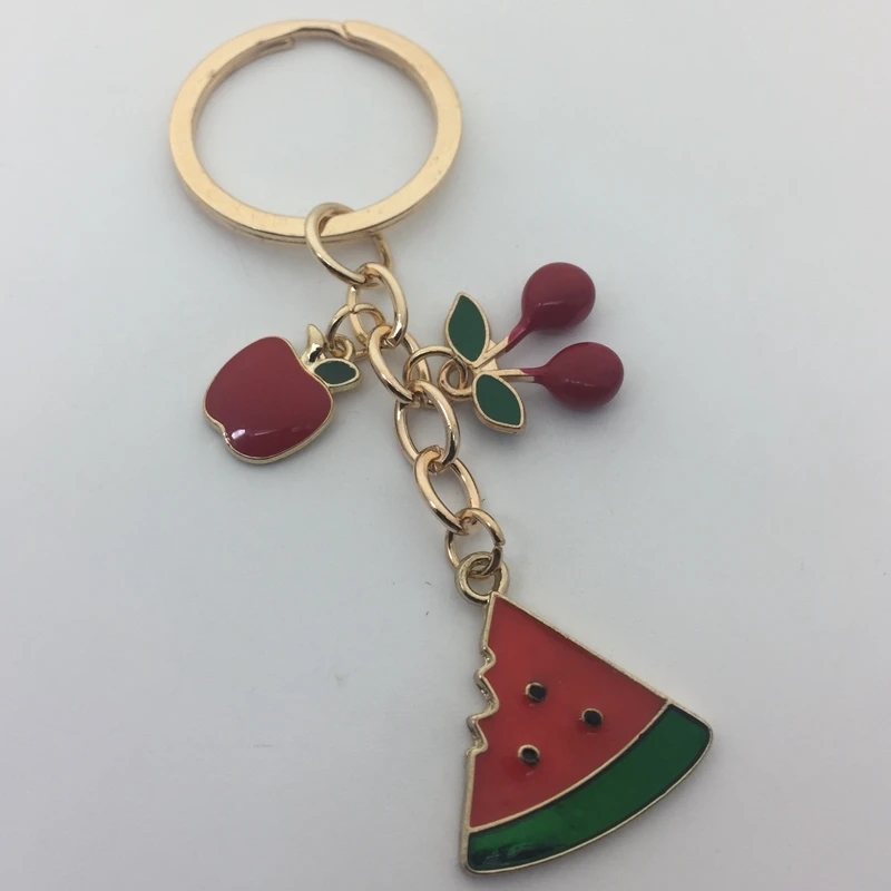 Мультяшный брелок с фруктами, брелок с яблоком, вишней, бананом, арбузом, эмалированные брелки для ключей для женщин и девочек, ювелирные изделия ручной работы «сделай сам», подарки
