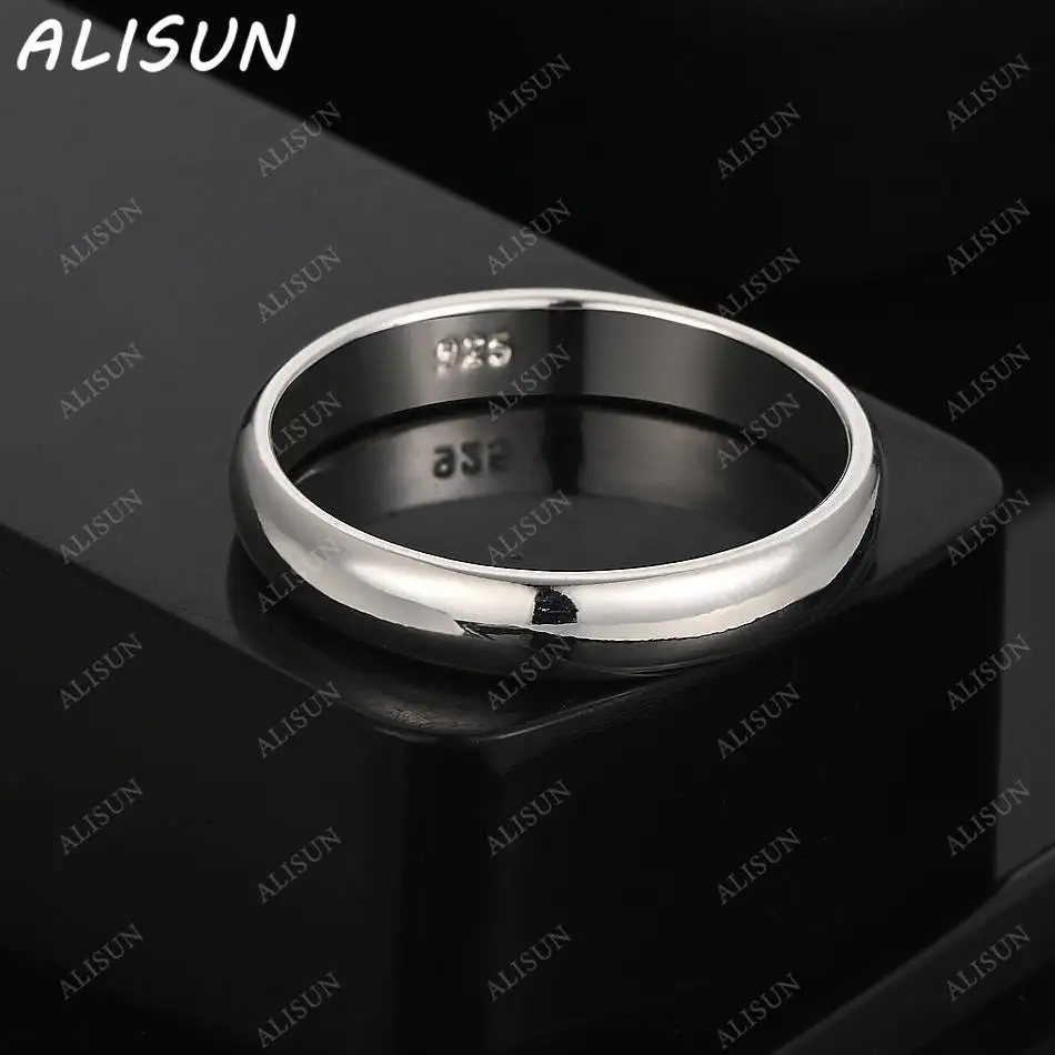 

ALISUN 925 Sterling Silver Size 7-10 Simple Plain Circle Ring For Women Fashion Jewelry Charm Grace Noble Wedding Accessories