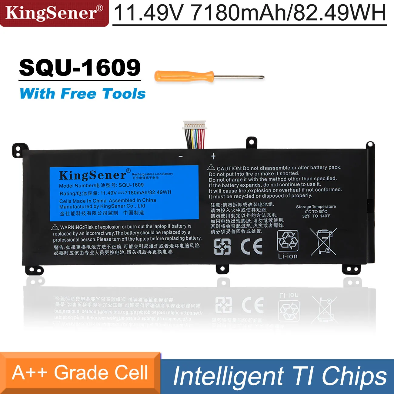 

KingSener SQU-1609 SQU-1710 Battery For Hasee Thunderobot 15G870-XA70K Dino-X5ta X6 X7A 4K X8S Thor 911S Z6-KP5G QNL5S02