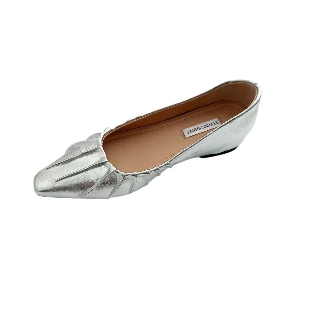 Zapatos de Ballet plisados con cabeza cuadrada francesa para mujer, zapatos individuales sin cordones, suela suave, estilo poco profundo, aumento de 4 Cm