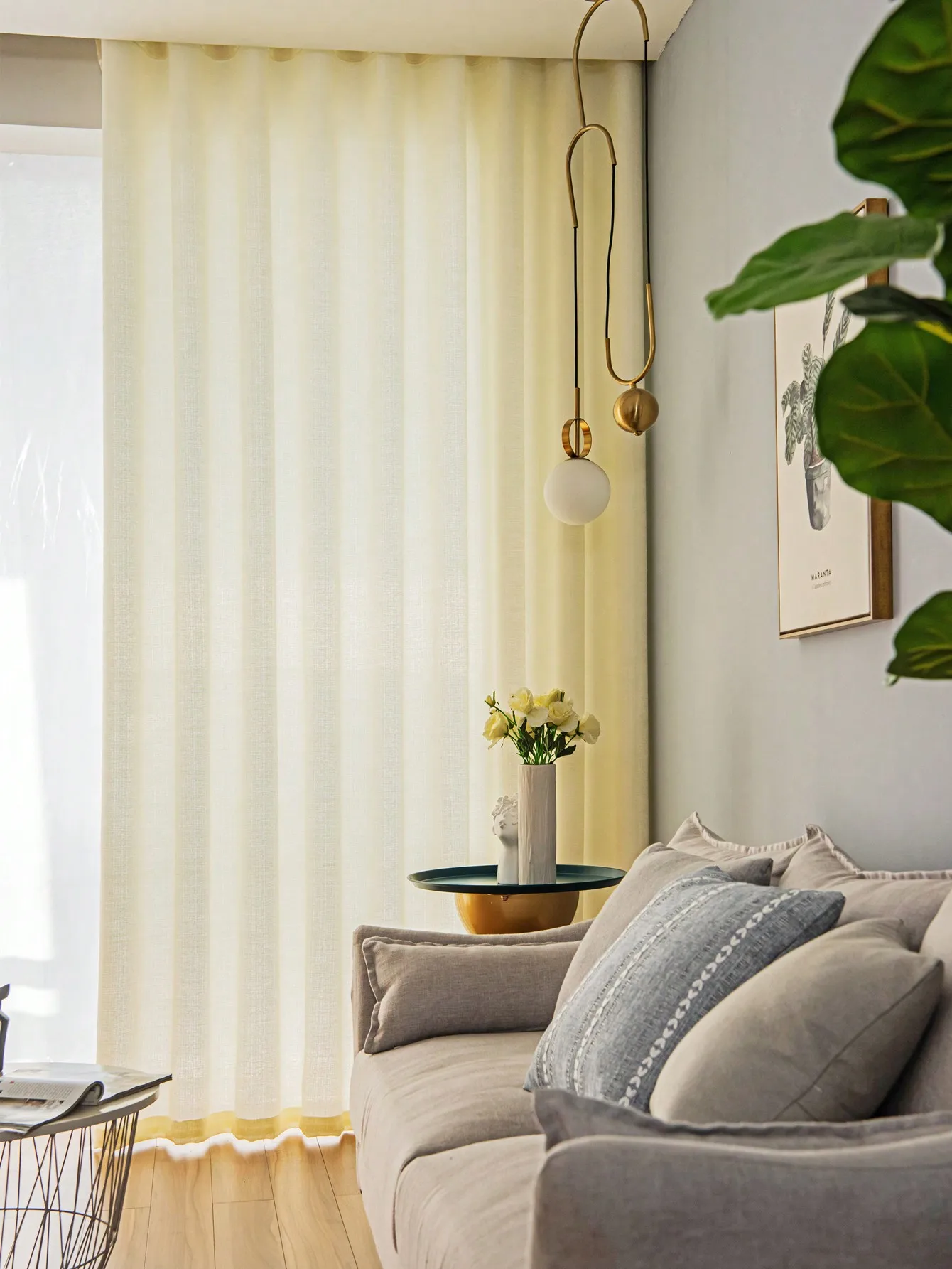 High quality living room kitchen luxurious Yarn Yellow and Breatheable Curtain Shading Fabric Polyester Korean Yarn Curtain