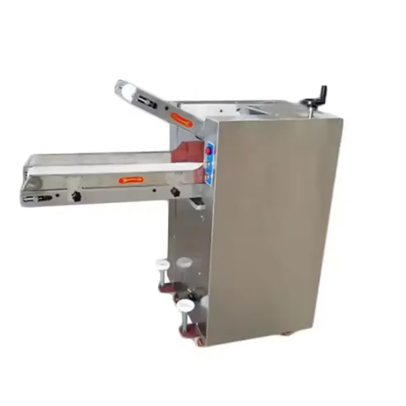 Automatic Pizza Dumpling Bread Noodle Dough Sheeter Roller with Conveyor Belt Adjustable Thickness Electric Bakery Machine