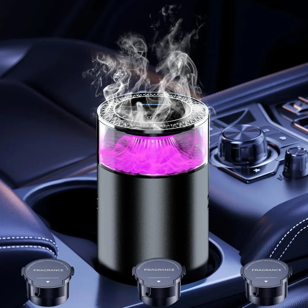 

Smart Car Air Freshener Auto On/Off, Adjustable Concentration Diffuser with Colorful Ambient Light Luxury Cologne Scent Lasts 4-