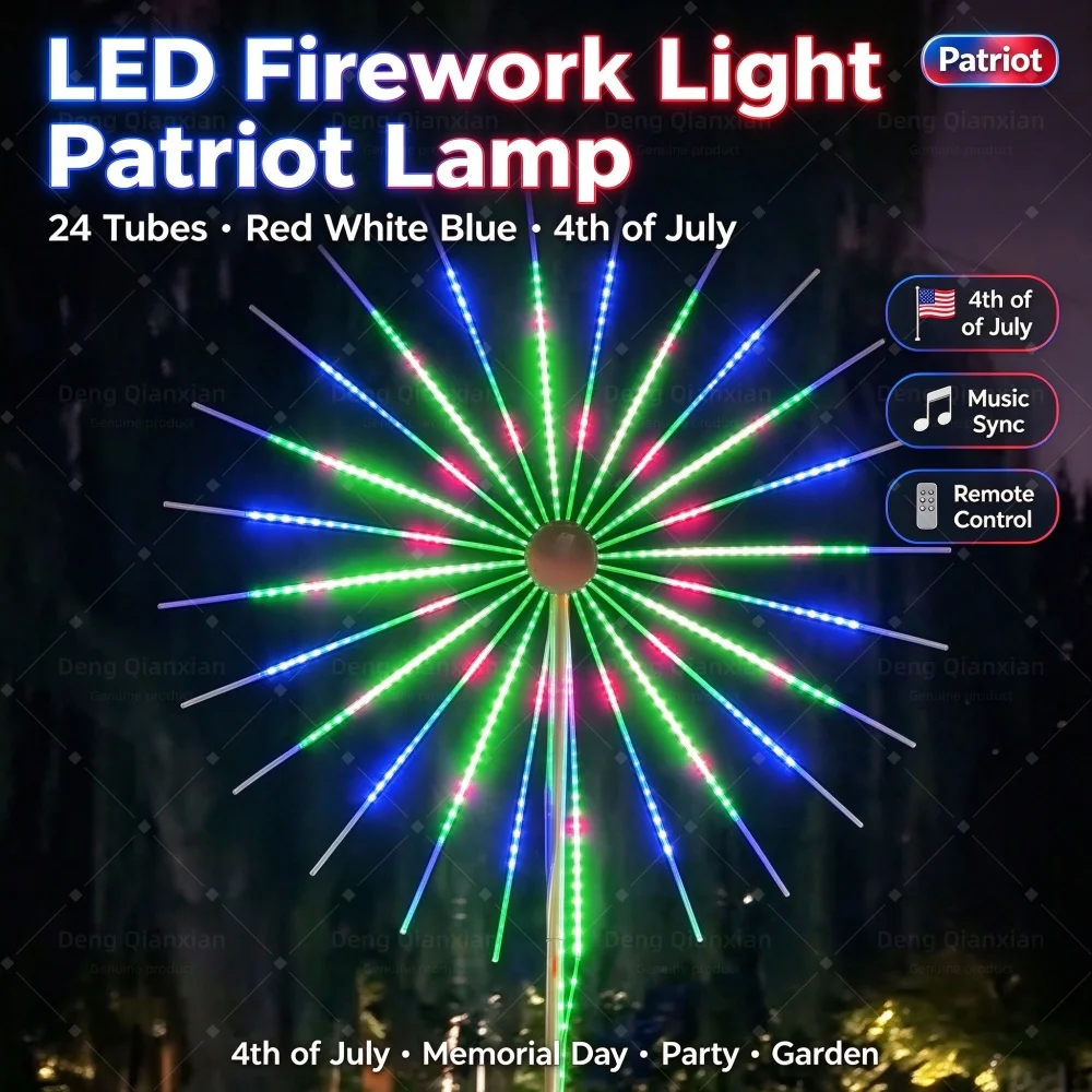 2026 New Firework Lights, Double-Sided Programmable, Sound Sync Dancing, Waterproof, Windmill Rotating, Square Lamp