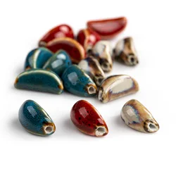 25#5pcs Specail Garlic Cloves Shape Retro Style Ceramic Beads Pendant Porcelain Jewelry Making For Necklace Bracelet