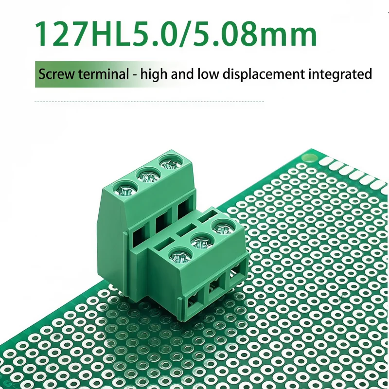 10PCS Screw Type PCB Double-layer Dual-row Terminal Block KF127 5.0/5.08mm Pitch 2/3Pin Spliceable High-low Integrated Connector