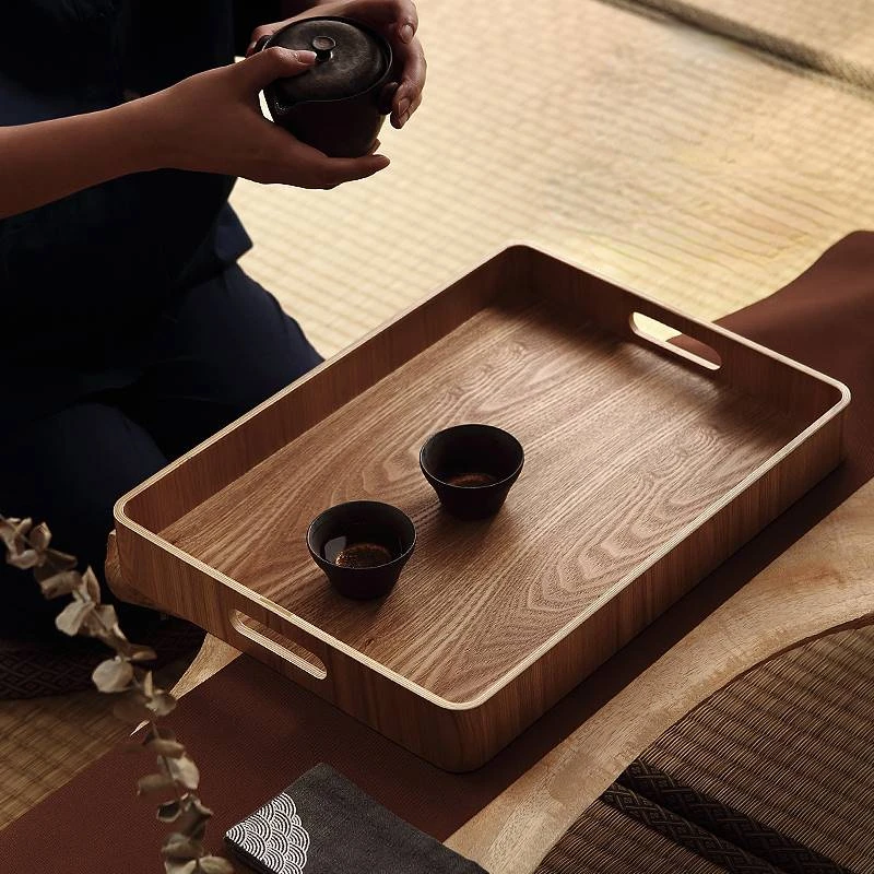 Wooden Food Tray Steamed Bread Food and Coffee Utensils, Special Items for Hotel Rooms, Japanese Tea