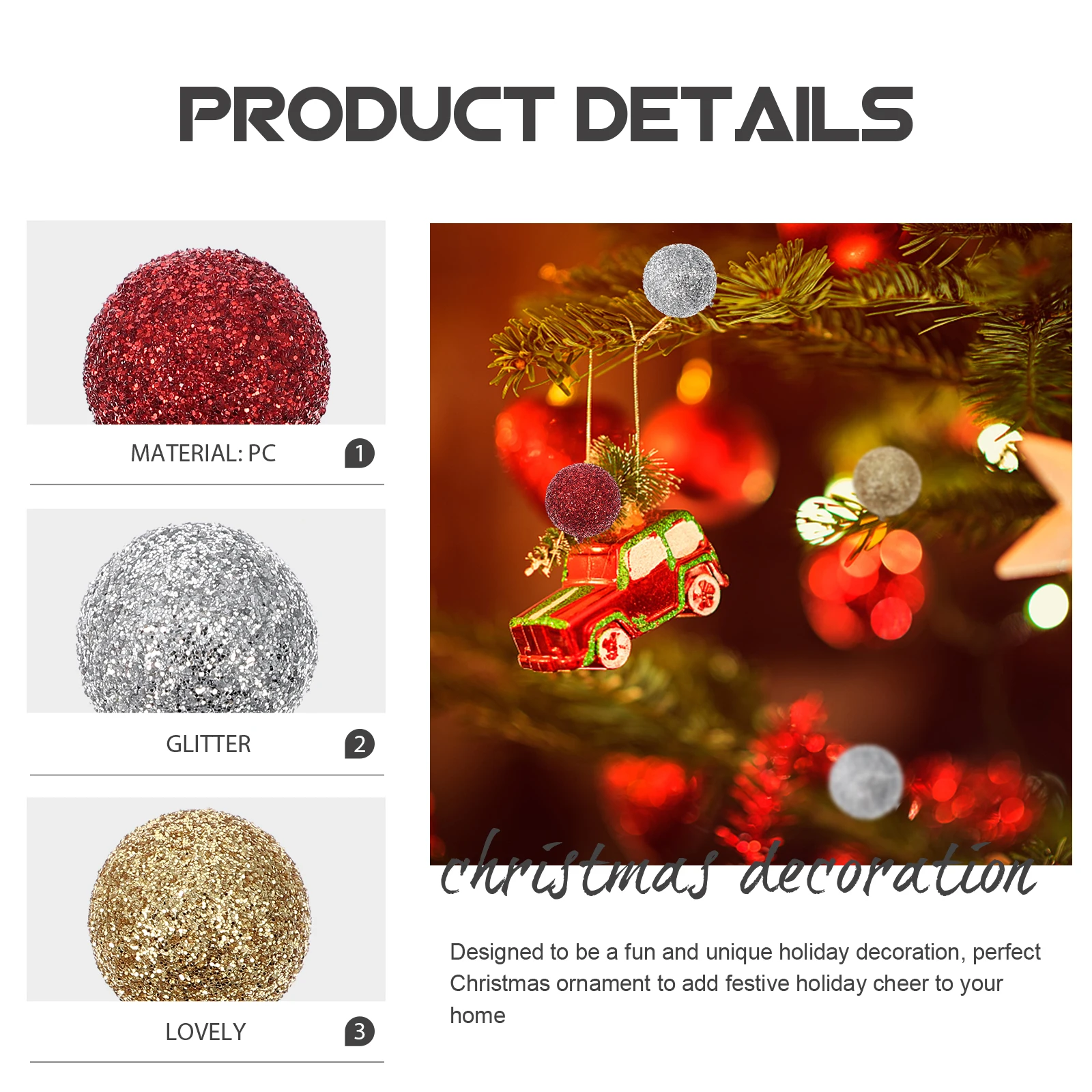 

150pcs Christmas Glitter Balls Fake Berry Decorations Tree Hanging Ornaments Party Wedding Holiday Indoor Decoration Red Shiny