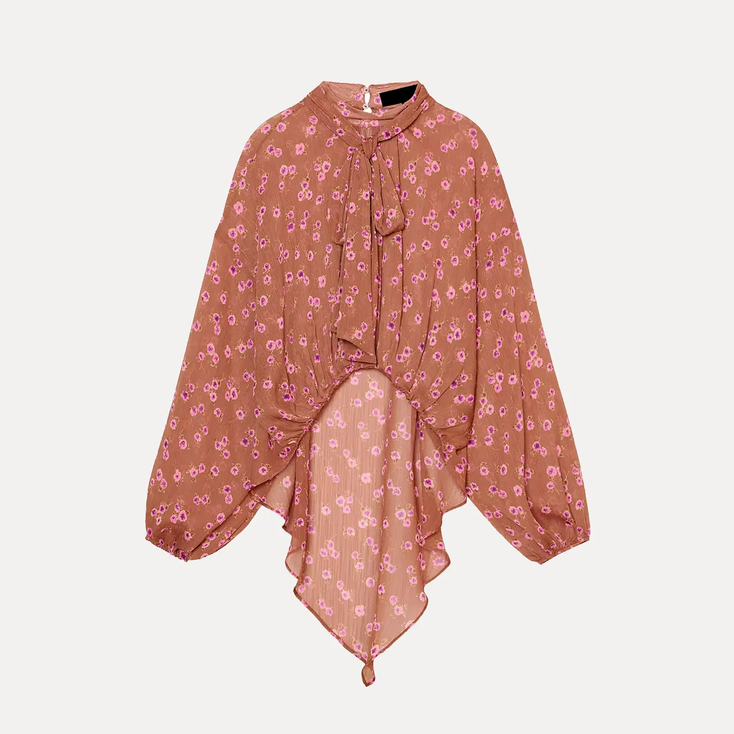 

Женская модная блузка с длинным рукавом и узлом, с цветочным принтом, свободного кроя, для повседневной носки, весна 2026, бренд Z