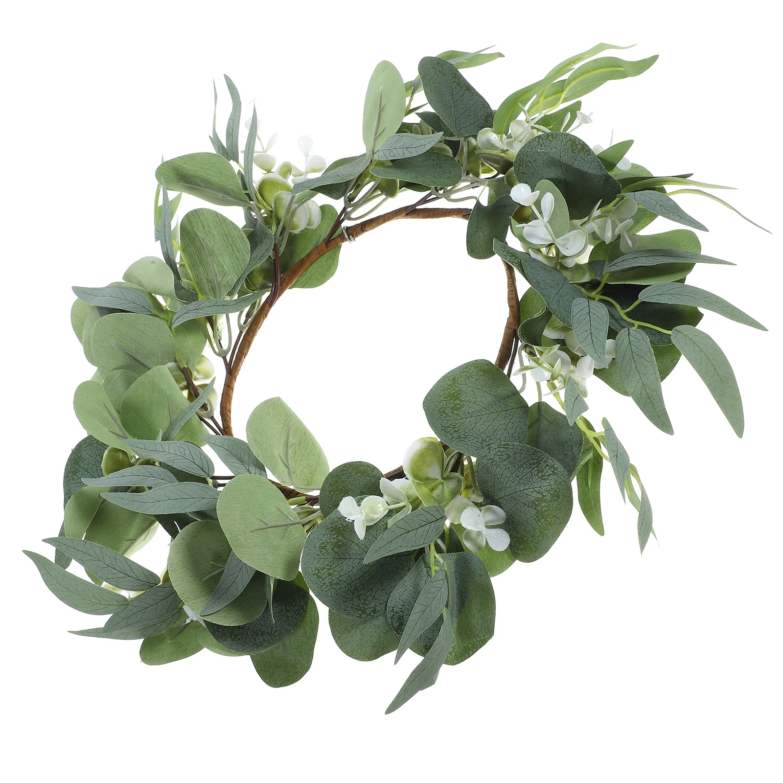 

Artificial Eucalyptus Wreath Realistic Green Leaves Garland for Front Door Wall Hanging Decor Simulation Wedding Party Photo