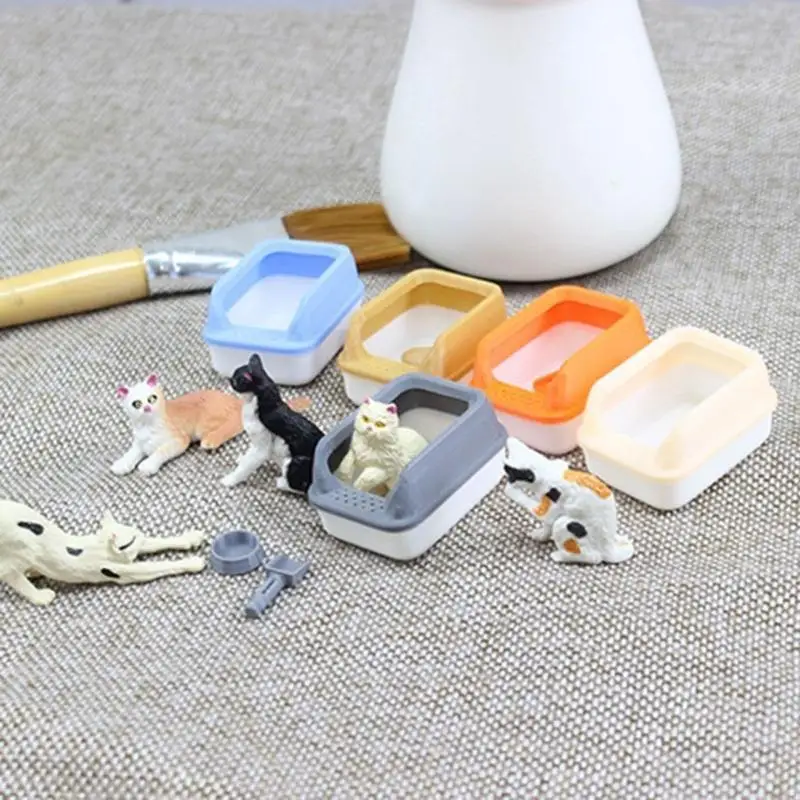 Poop Shovel Model Pet Litter Box Dollhouses Pet 1:12 Scale Realistic Playset Door Pet Litter Box Model Creative Fun