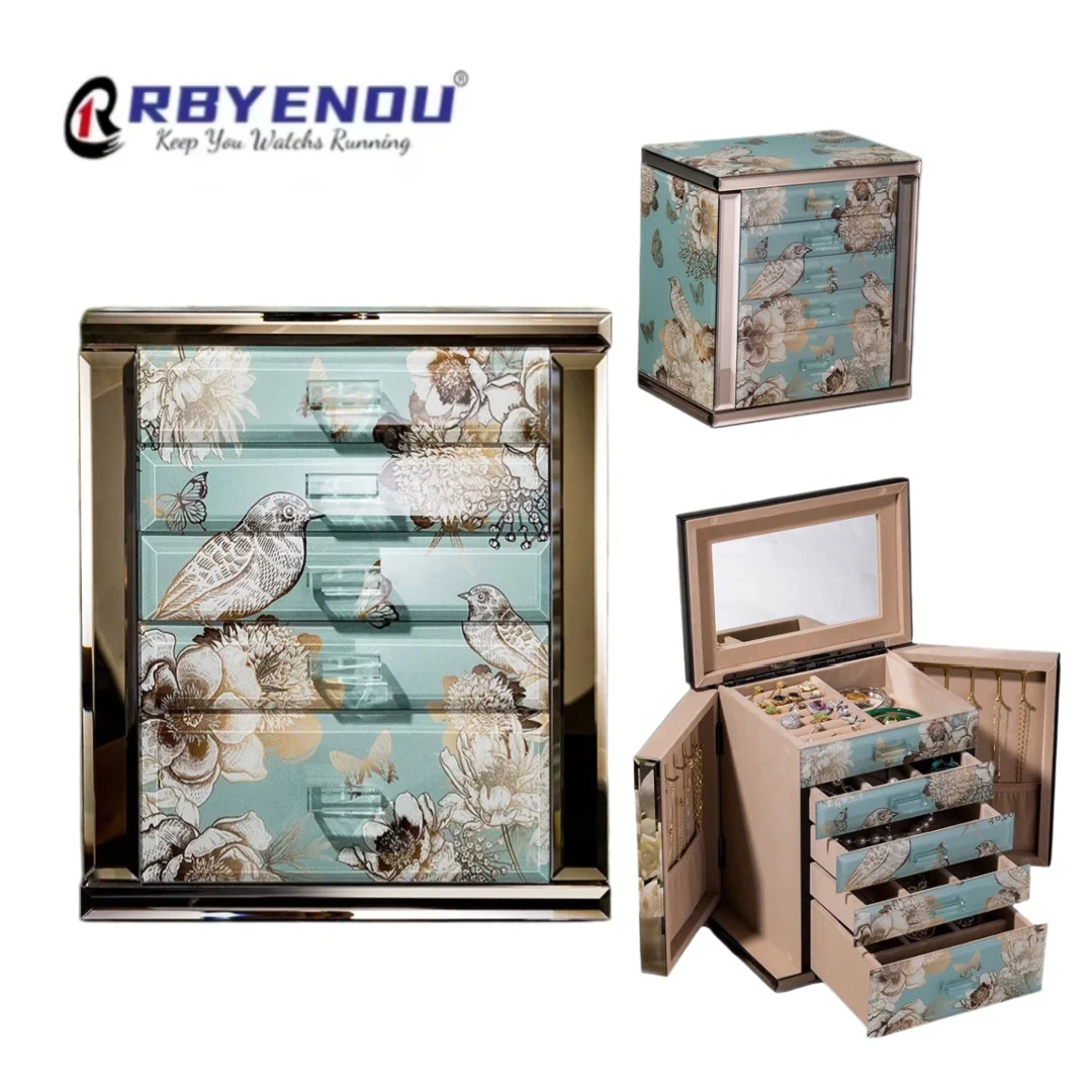 Free Custom LOGO Luxury Simple Jewelry Box Bracelet Necklace Ring Earring High-end Multi-layer Jewelry Storage Box OEM