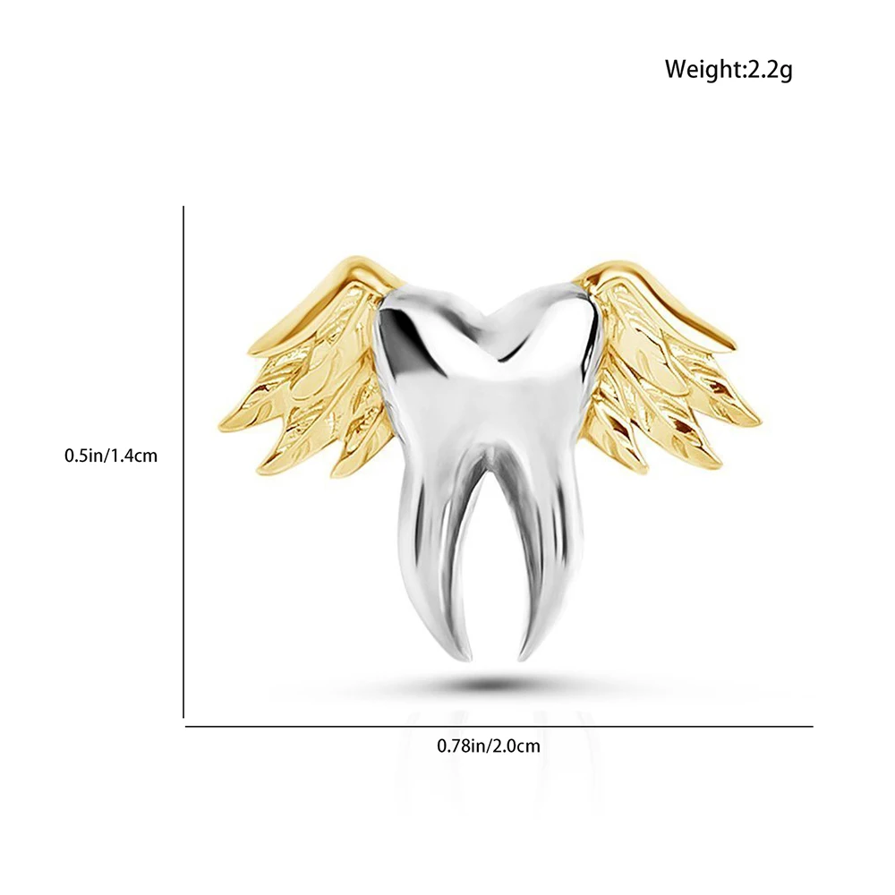 DCARZZ Dental Creative Tooth with Wing Brooch Medical Dentist Lapel Backpack Teeth Badge Pins Medicine Jewelry for Dcotor Nurse