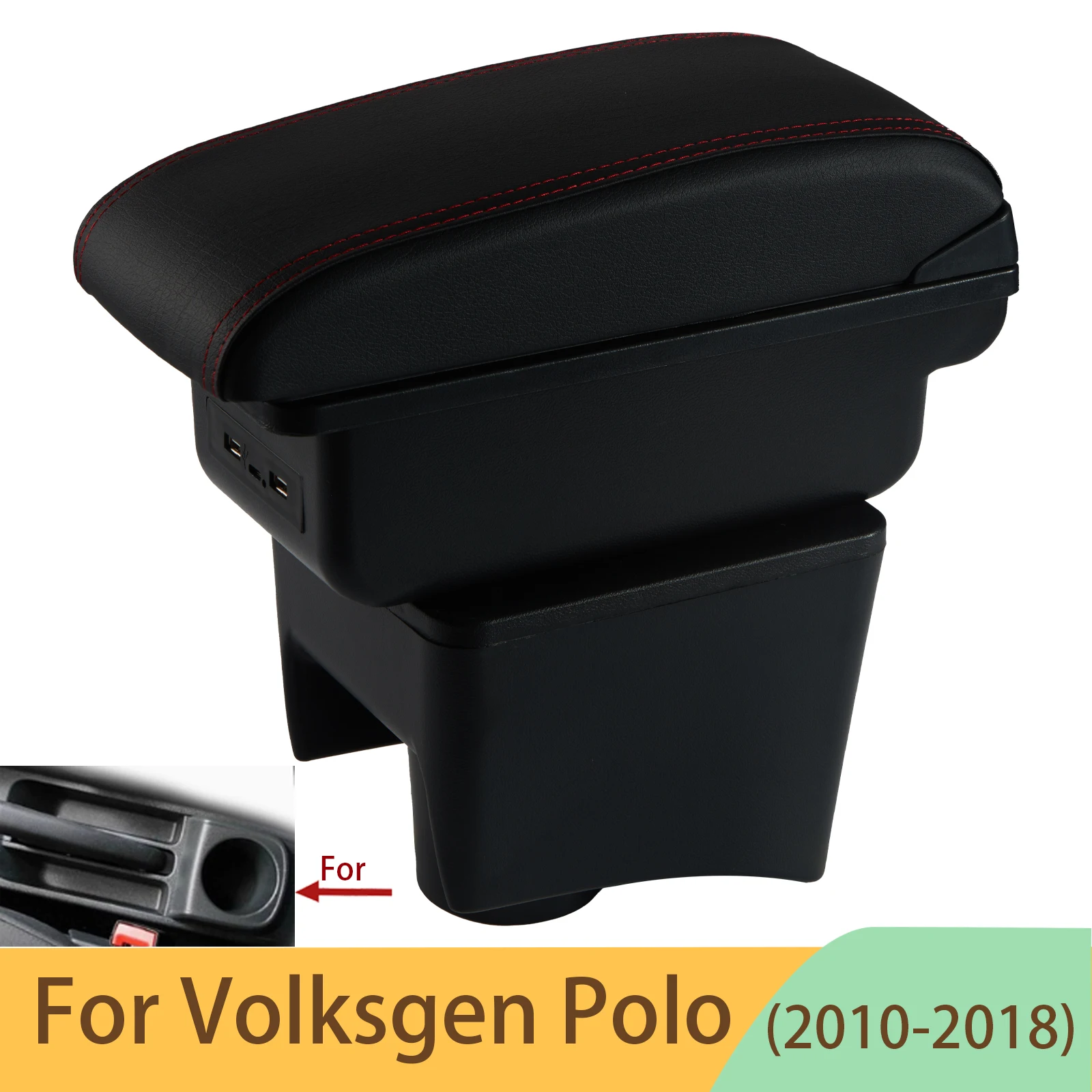 For Volkswagen POLO Armrest new For VW POLO Mk5 6R Vento Car Armrest box 2010-2018 Storage box Retrofit Interior Car Accessories