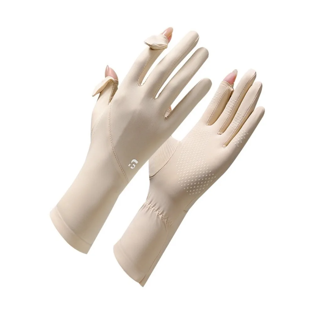 جديد شاشة تعمل باللمس قفازات الحرير الجليد الوجه فنجر المضادة للأشعة فوق البنفسجية ركوب القيادة قفازات تطول تنفس القيادة القفازات للجنسين