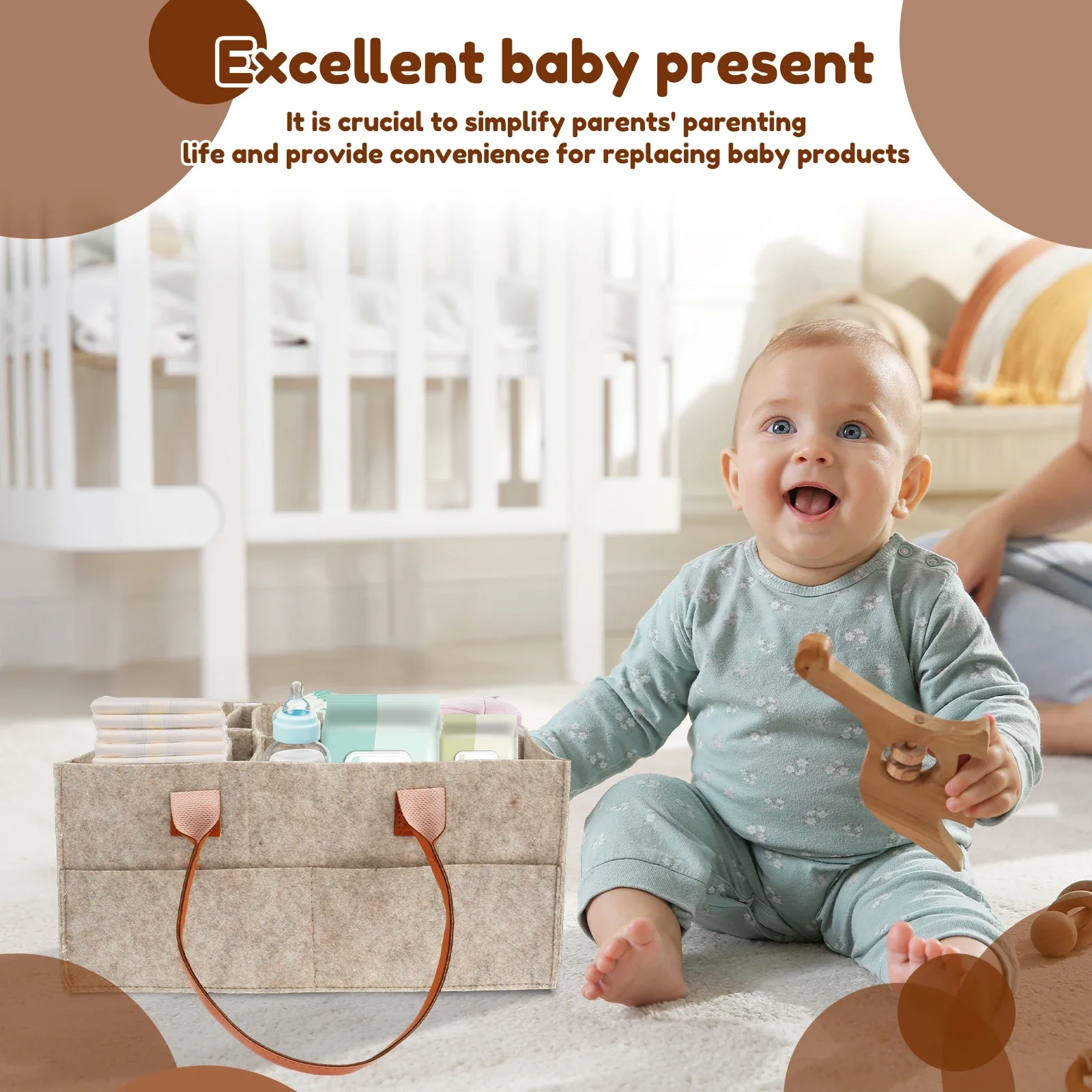 2 pezzi borse portaoggetti per pannolini per bambini cestino per pannolini in feltro portatile con divisori e maniglia pratico organizer per pannolini per la casa auto