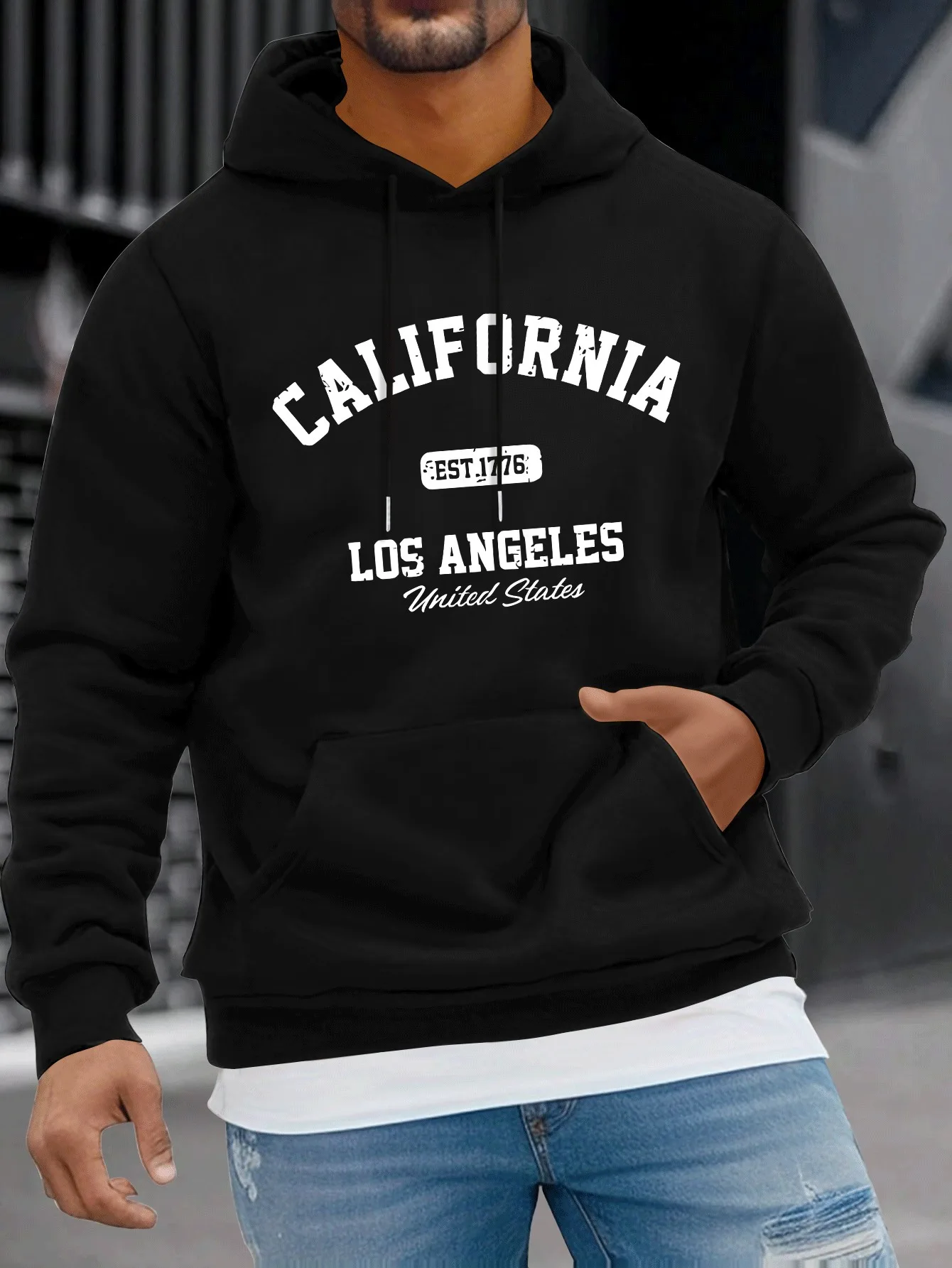 

Мужская толстовка с капюшоном California Graphic — винтажный свободный крой в стиле 1997 года, мягкий повседневный пуловер