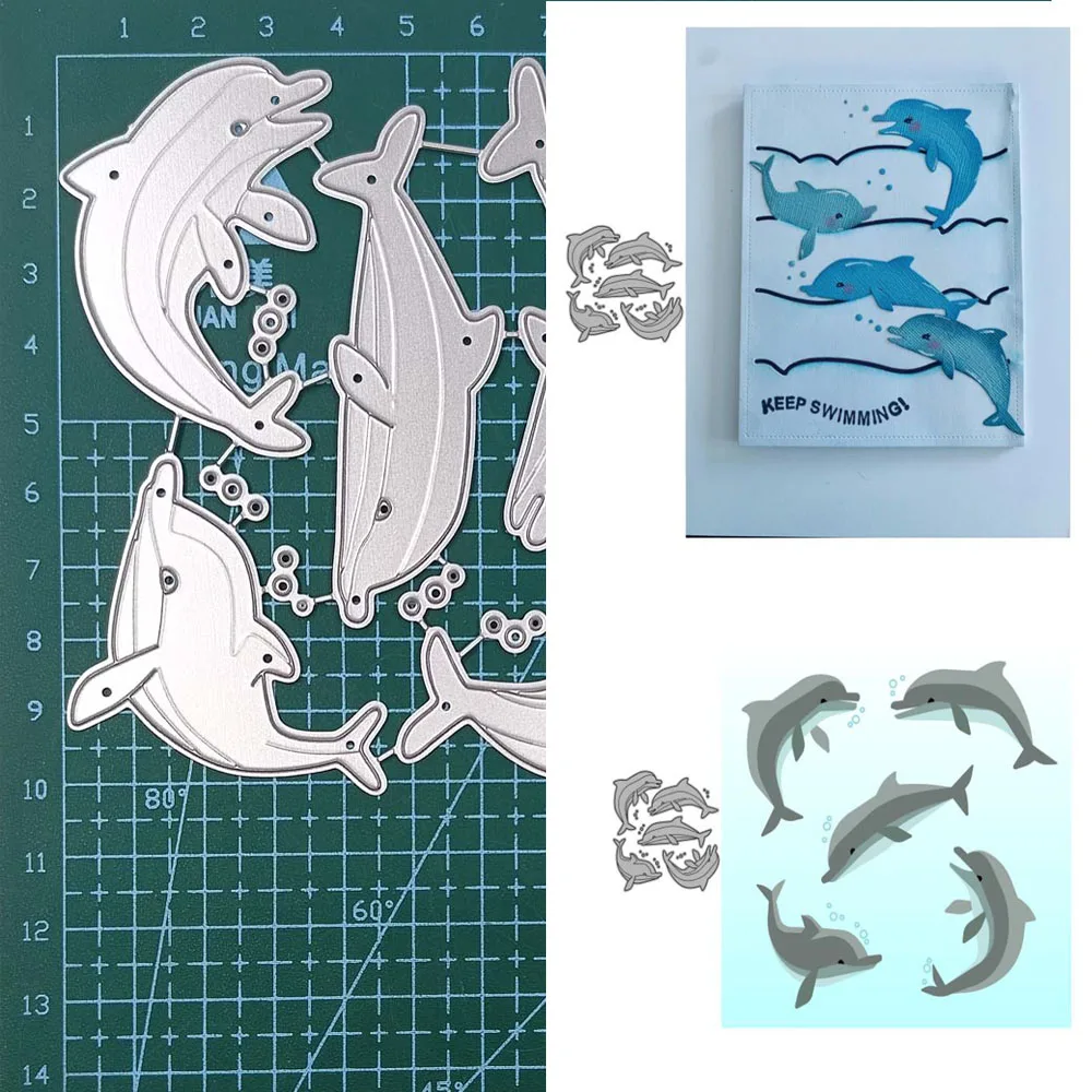 5pcs Dolphin Metal Die Cutting Dies Handmade DIY Card Scrapbook Clipart Decorating Papercraft Mold Template