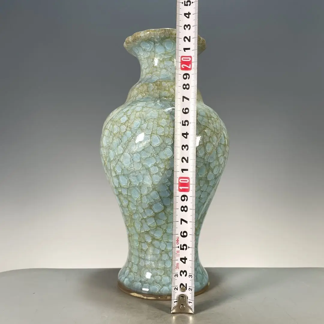 Ru Kiln Style Ice Crackle Glaze Linen Grain Porcelain Vase Vintage Ceramic Collectible Home Decor