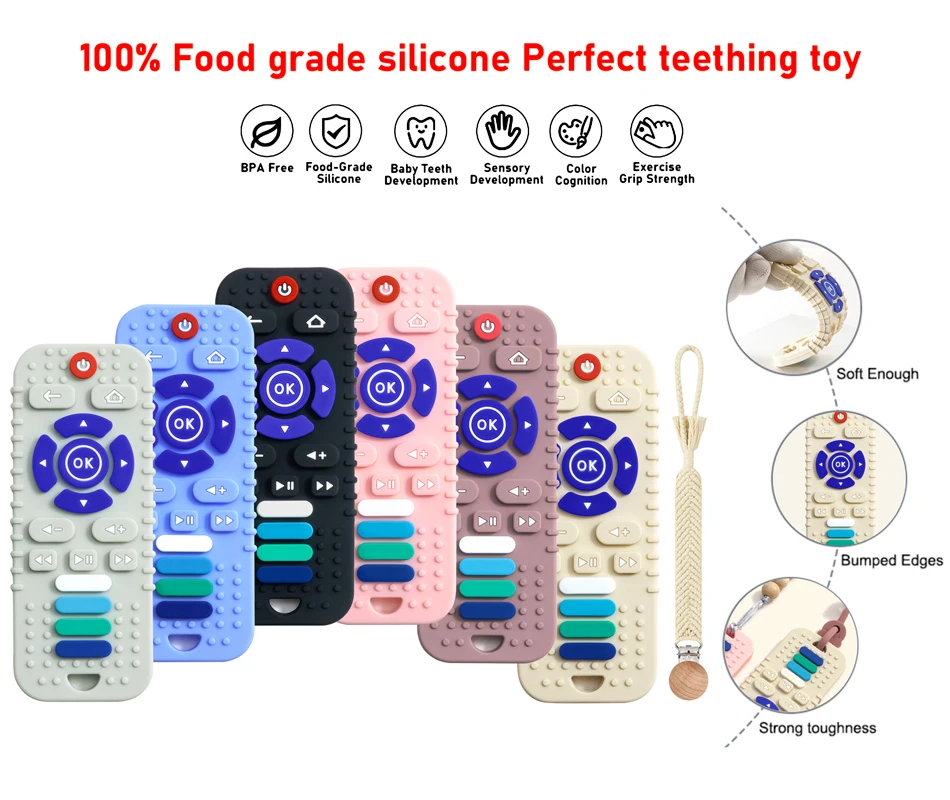 1PCS Baby Silicone Teether Toys Remote Control Shape Teether Teething Chewing ​Toy Kids Sensory Educational Toy Baby Stuff