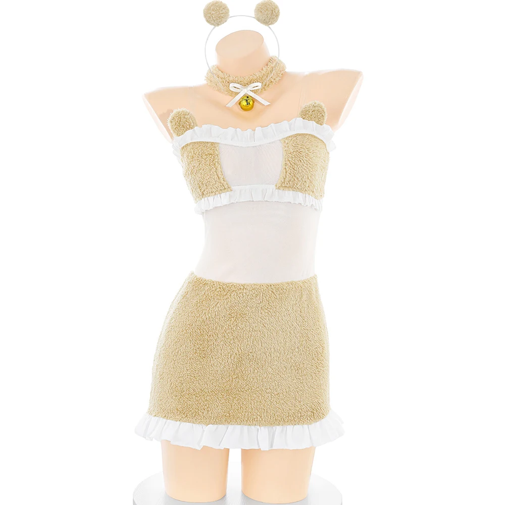 

AniLV Kawaii Girl Little Bear Cute Maid Uniform Sexy Lingerie Temptation Love Hollow Dress Erotic Outfits Cosplay Costumes