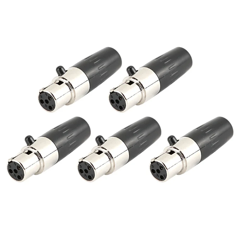 5pcs 4-Core Female Plug Mini XLR Audio Microphone Connector