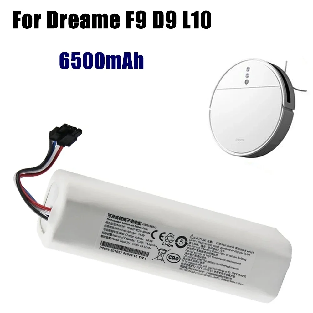 

New Original 14.4V 6500mAh Robotic Vacuum Cleaner Replacement Battery For Dreame F9 D9 L10 Pro Plus RLS3 RLS5 RLS5L RLS5D Part