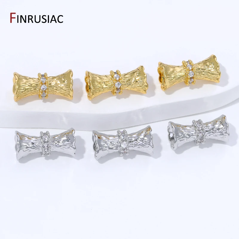 18K Gold Plated Brass Zircon Bamboo Joint Tube Spacer Bead,Separators for Beads,DIY Breaclet Necklace Jewelry Making Supplies image 4