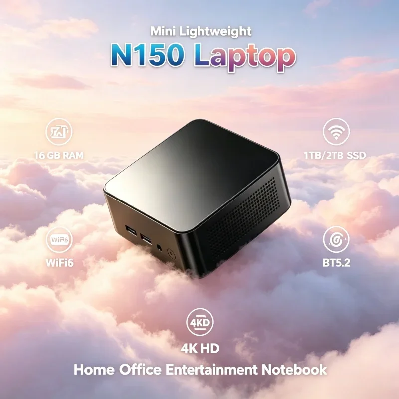 

Ultra-thin Handheld N150 Notebook 2026 Release Win11 Pro 16GB RAM SSD 4K WiFi6 Bluetooth Home Gaming Laptop