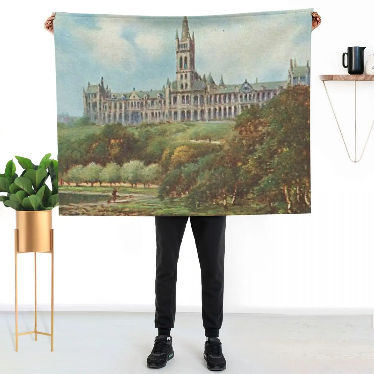 Vintage Illustration of Glasgow University Throw Blanket Quilt Luxury Brand manga Furry Blankets