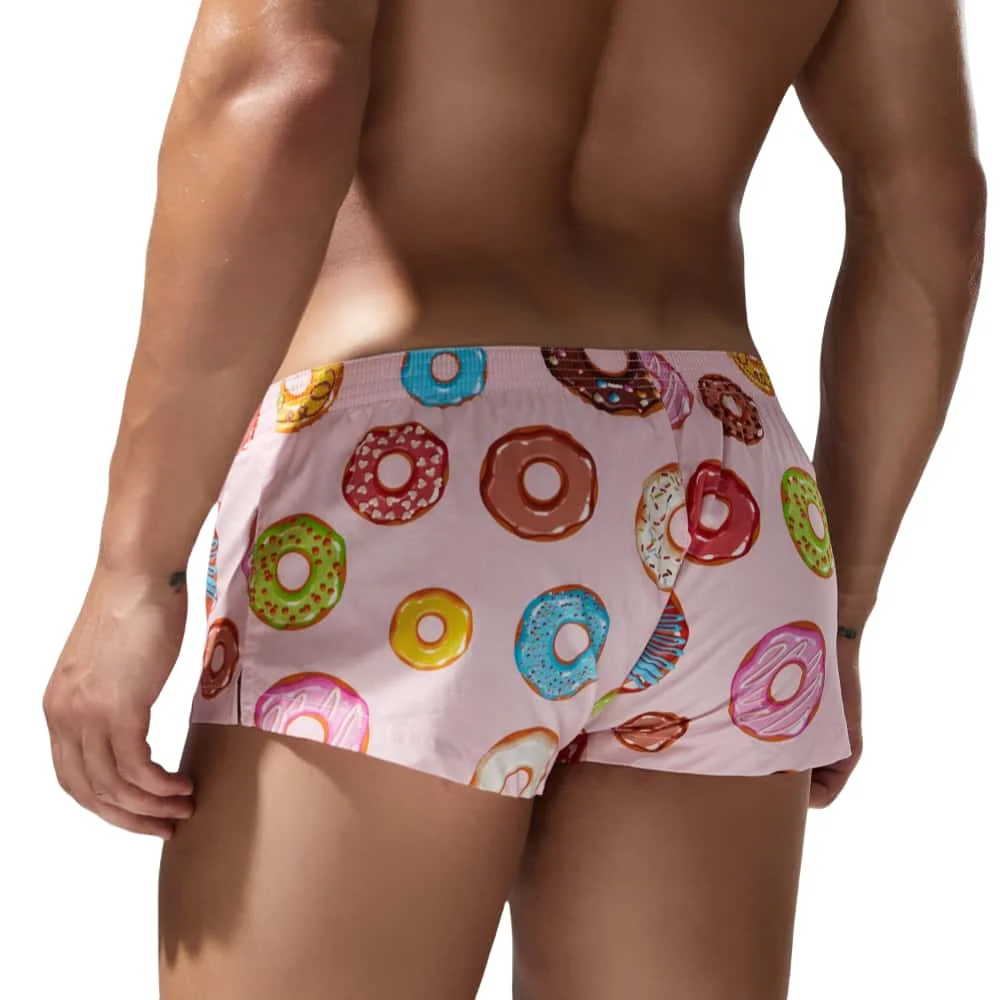 SEOBEAN New Mens Underwear 100% Cotton Boxer Shorts Loungewear Shorts Men Boxers Donut Pattern Underpants Boxer