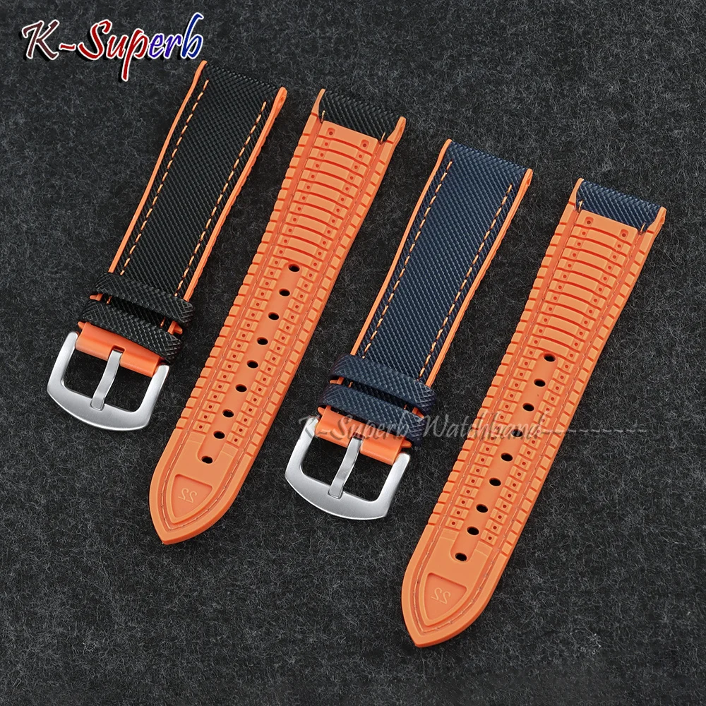 Waterproof Wrist Bracelets 18mm 19mm 20mm 21mm 22mm 24mm Nylon Sailcloth Rubber Hybrid Watch Band Replace Silicone Watch Strap view 2
