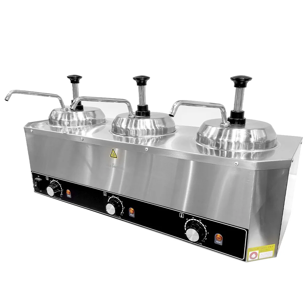 XEOLEO جهاز تسخين الصلصة التجارية مع مضخة 1710 واط 6L ثلاثة رئيس صلصة/الربى/الشوكولاته دفئا الكهربائية ترموس تفريغ ماكينة صلصة