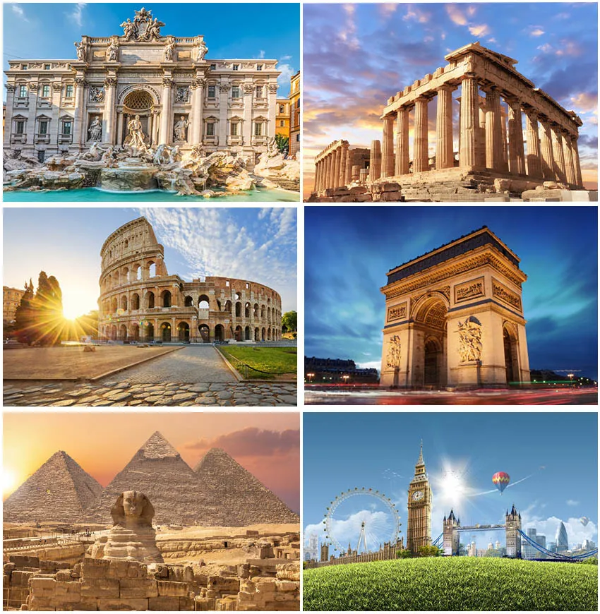 Historic Building Landmarks Backdrops Photography Holiday Birthday Wall Decor World Travel Studio Photocall Backgrounds Poster