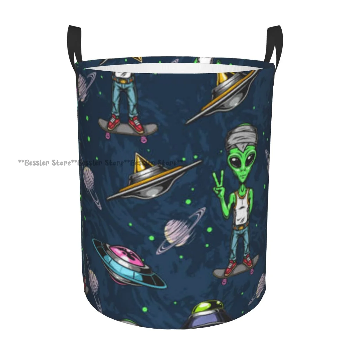 Dirty Laundry Basket Martian Space Pattern Folding Clothing Storage Bucket Home Waterproof Organizer