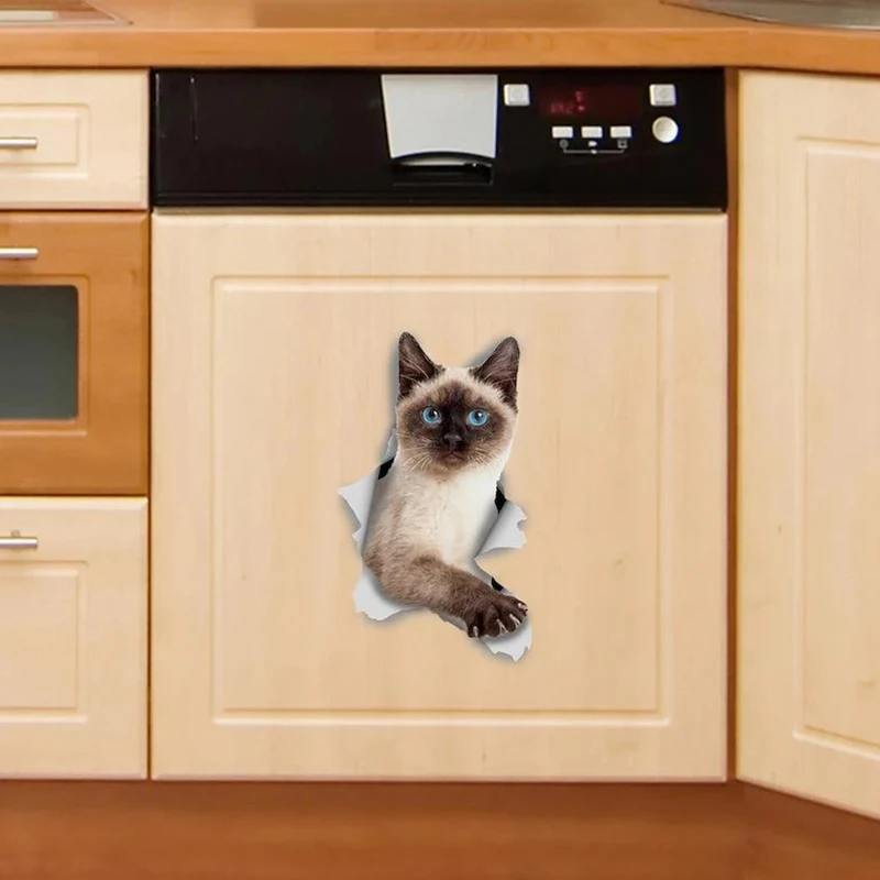 M458 Cat Stickers Breakout Siamese Wall Sticker Home Decoration Toilet Decals for Bedroom Kitchen Living Room Walls Decor
