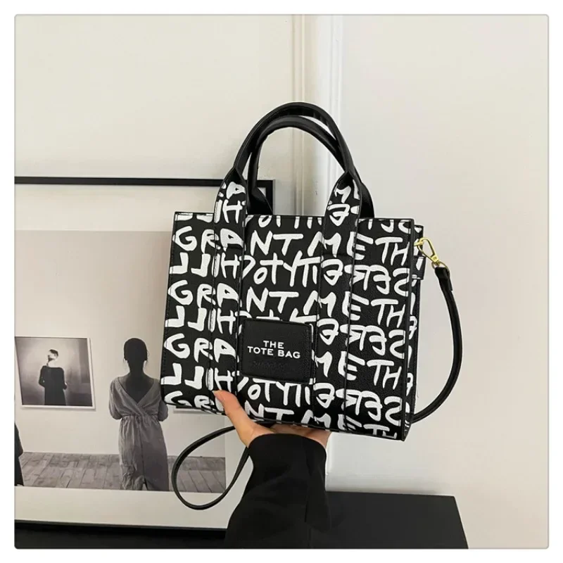 Bolso de mano de Graffiti creativo para mujer, bolso cruzado con letras de mano, personalidad de moda, un solo hombro, oblicuo