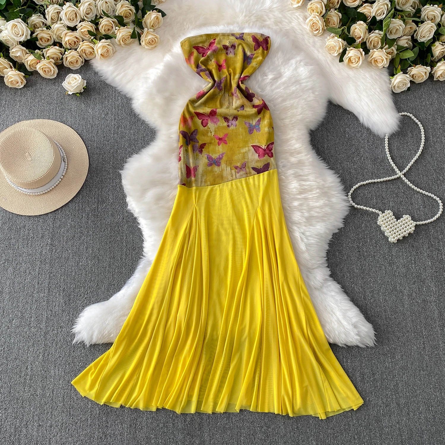 

Chic Sexy butterfly slash neck Fairy Casual A-line robe dress Summer Beach Vacation Vestidos Women Sundress